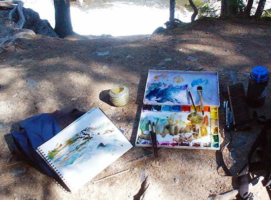 photo of John Hulsey's painting gear, Glacier National Park